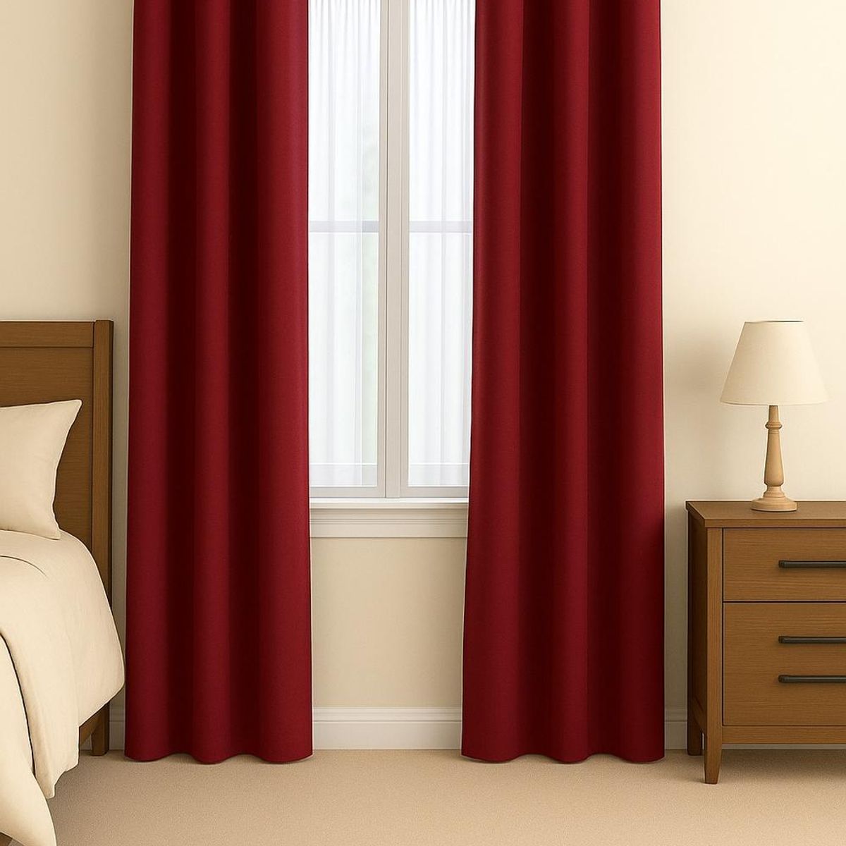CLEMS CORTINAS - Pack 2 Cortina Tradicional 100% Blackout Rojo