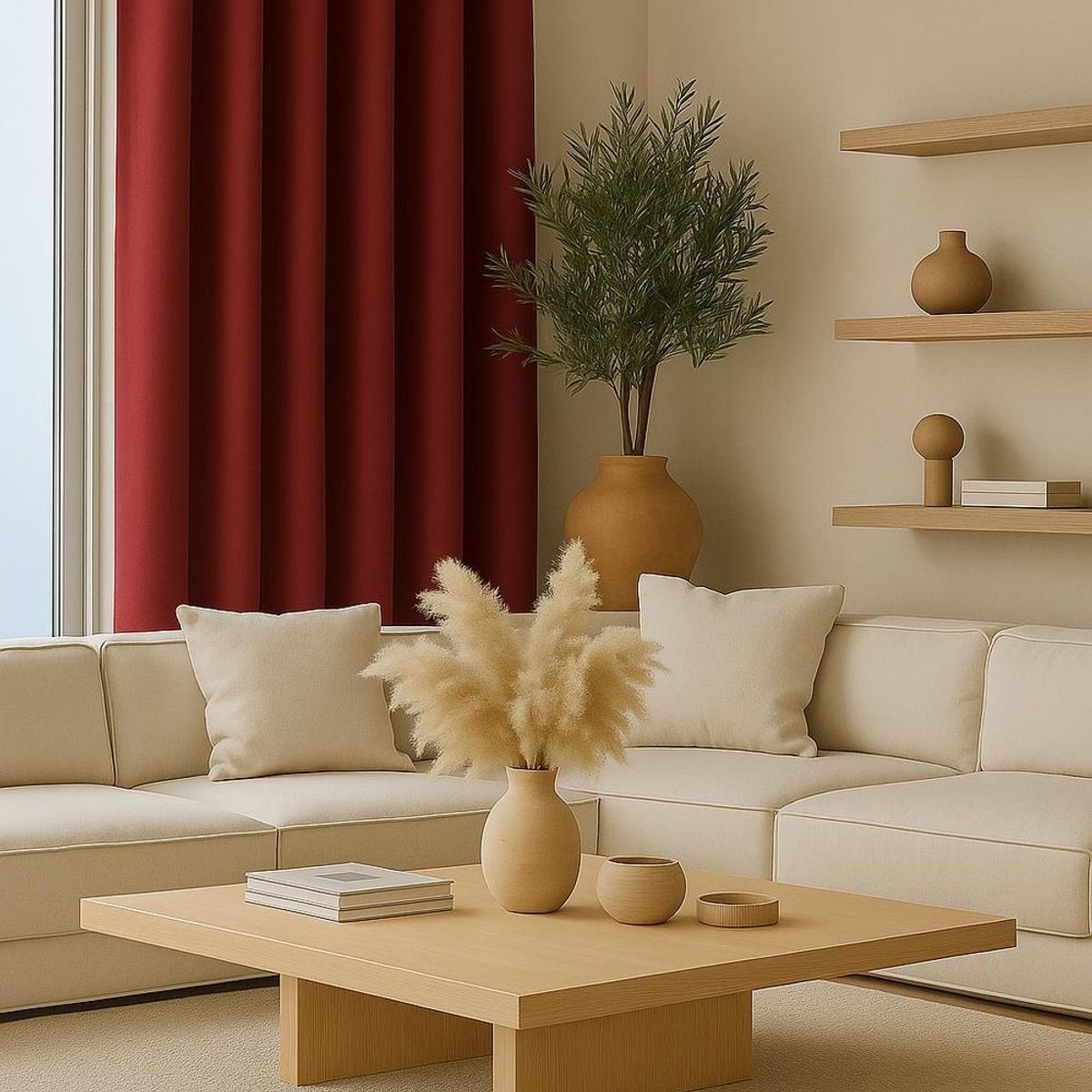 CLEMS CORTINAS - Pack 2 Cortina Tradicional 100% Blackout Rojo