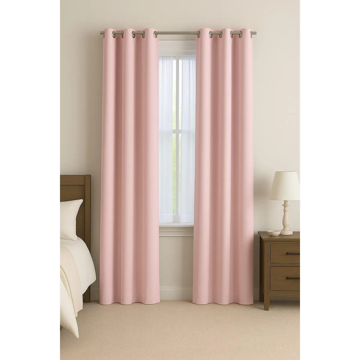 CLEMS CORTINAS - Pack 2 Cortina Tradicional 100% Blackout Rosa