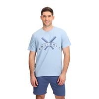 Pijama Corto Algodón Celeste