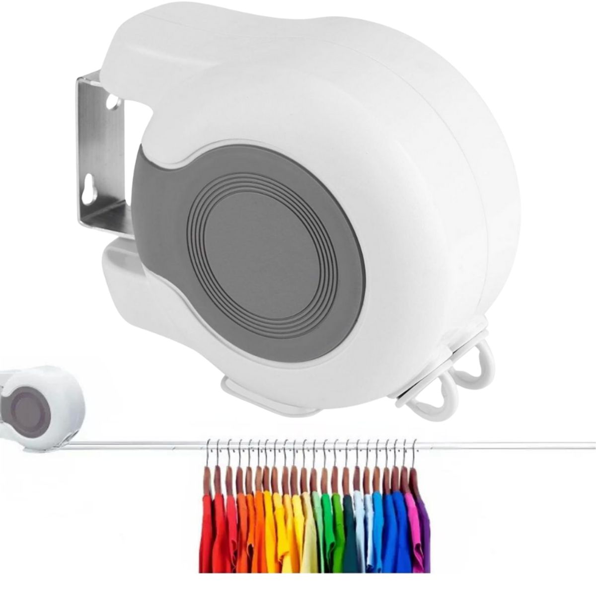 GENERICO - Tendedero Retractil Colgador Ropa Pared Doble Linea Cuerda