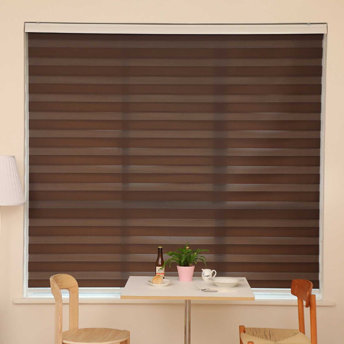 GENERICO - Roller Duo con Cenefa 135 x 200 - Cortina Chocolate