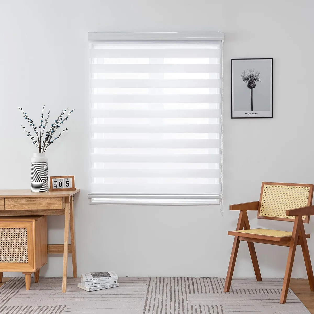 GENERICO - CORTINA ROLLER DUO DIA Y NOCHE COLOR BLANCO 80X200CM