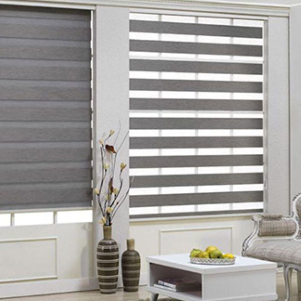 GENERICO - CORTINA ROLLER DUO DIA Y NOCHE COLOR GRIS 80X200CM