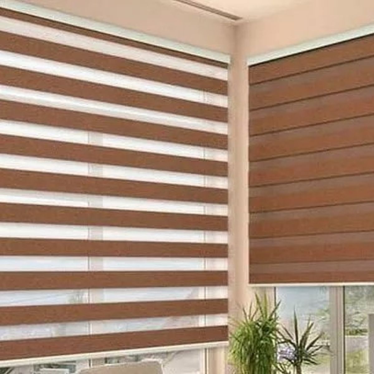 GENERICO - CORTINA ROLLER DUO DIA Y NOCHE COLOR CAFE 80X200CM