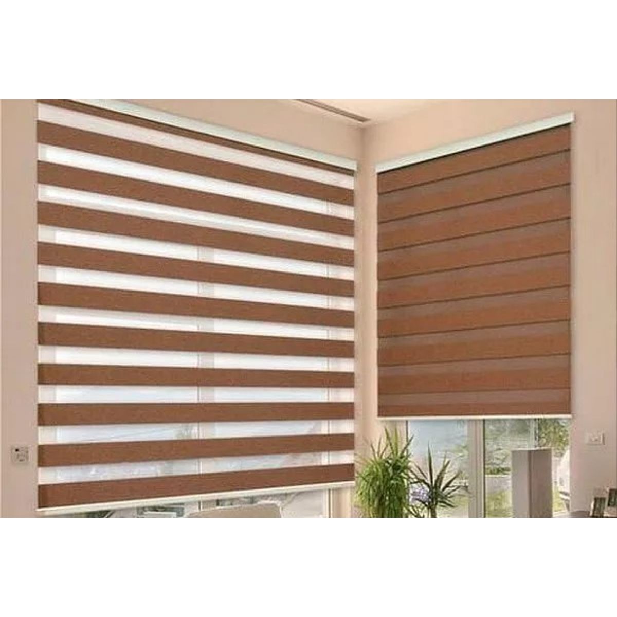 GENERICO - CORTINA ROLLER DUO DIA Y NOCHE COLOR CAFE 80X200CM