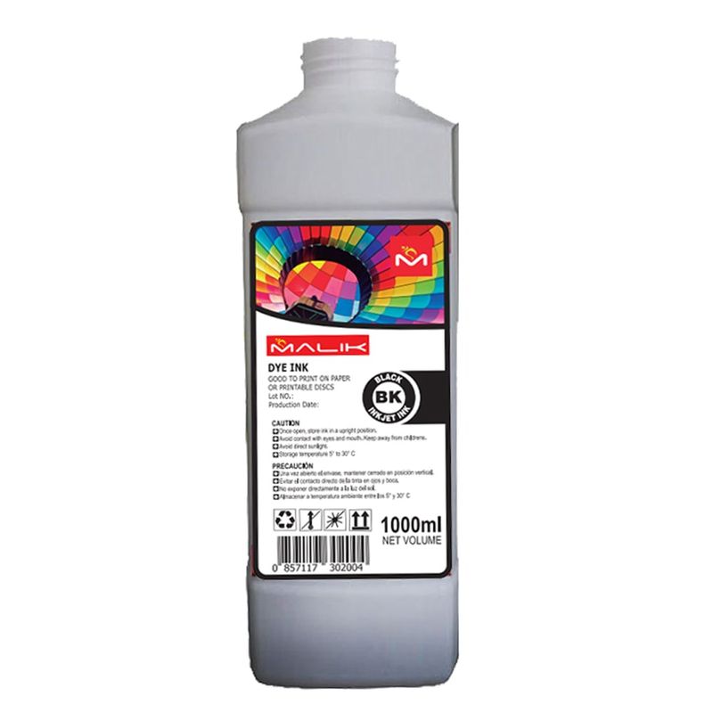 MALIK - Tinta Negra 1 Litro compatible para Epson Ecotank T544 L3250