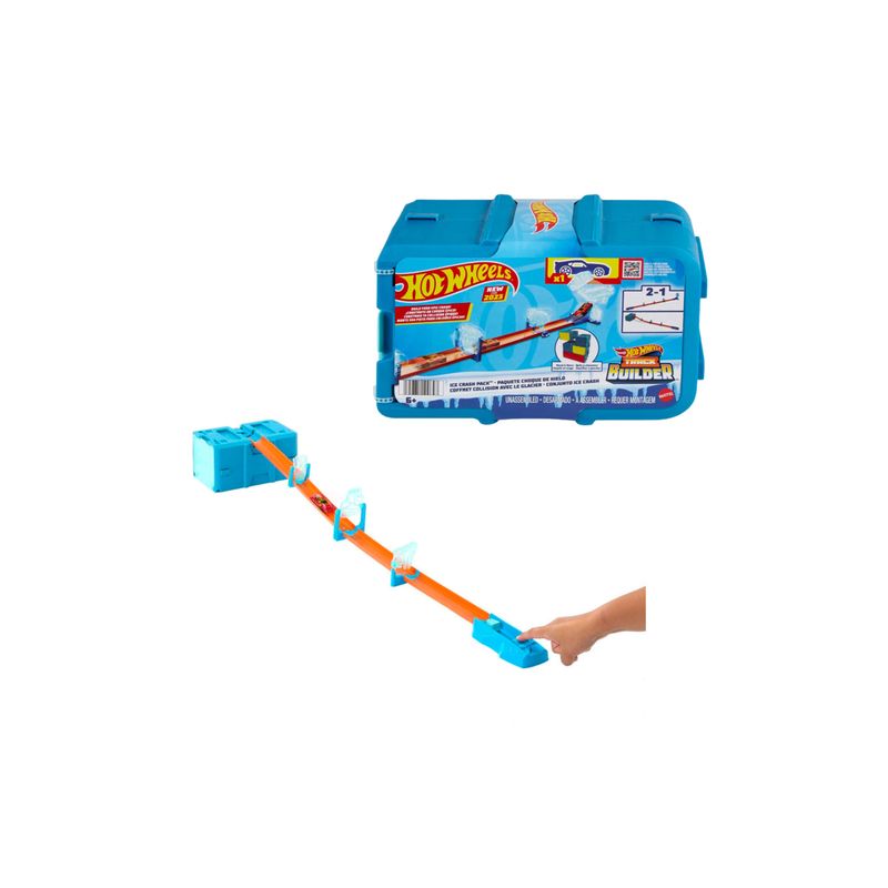 HOT WHEELS - Hot Wheels Track Builder Caja Pequeña de Acrobacias Choque de Hielo
