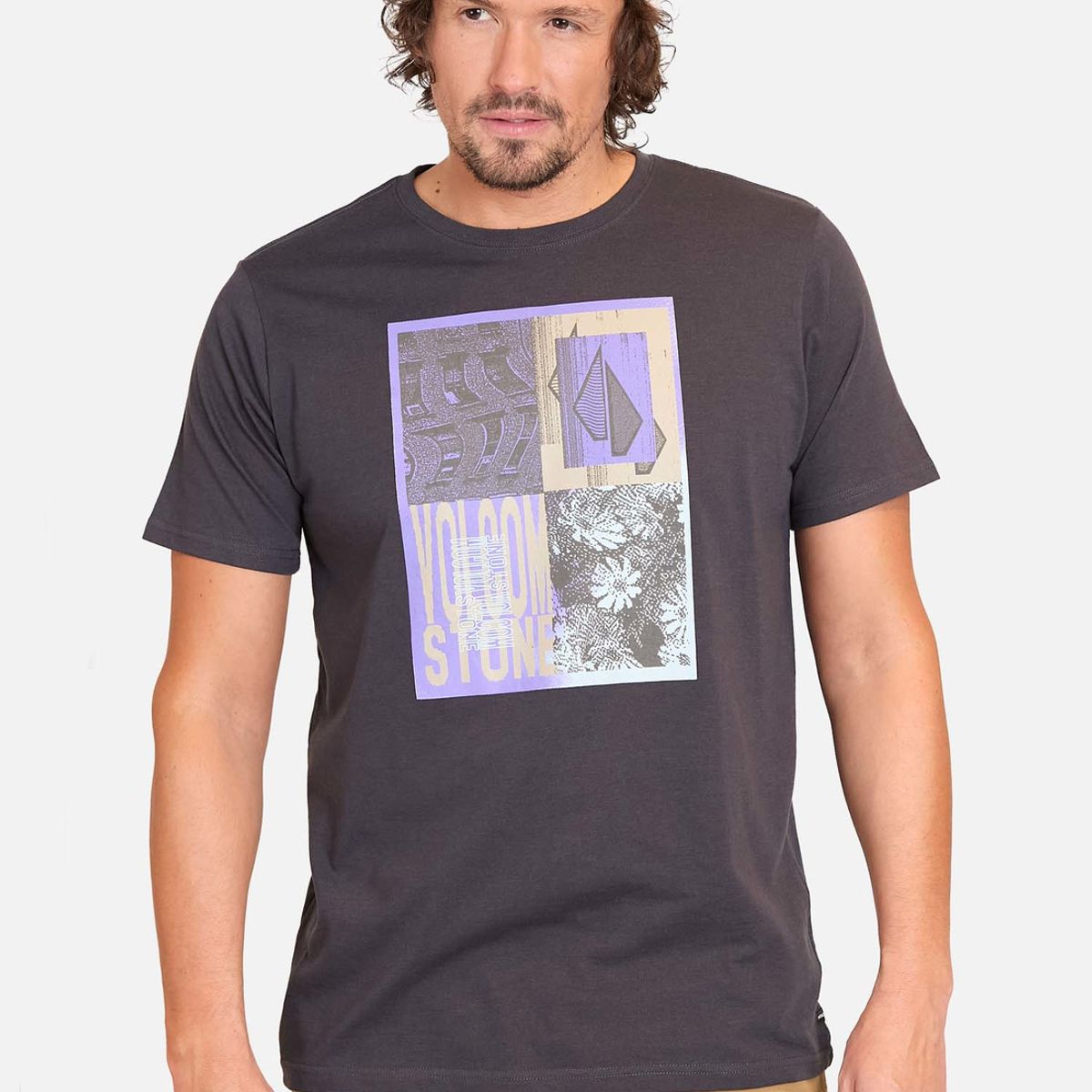 VOLCOM - Polera Manga Corta Quadrant Gris Hombre Volcom