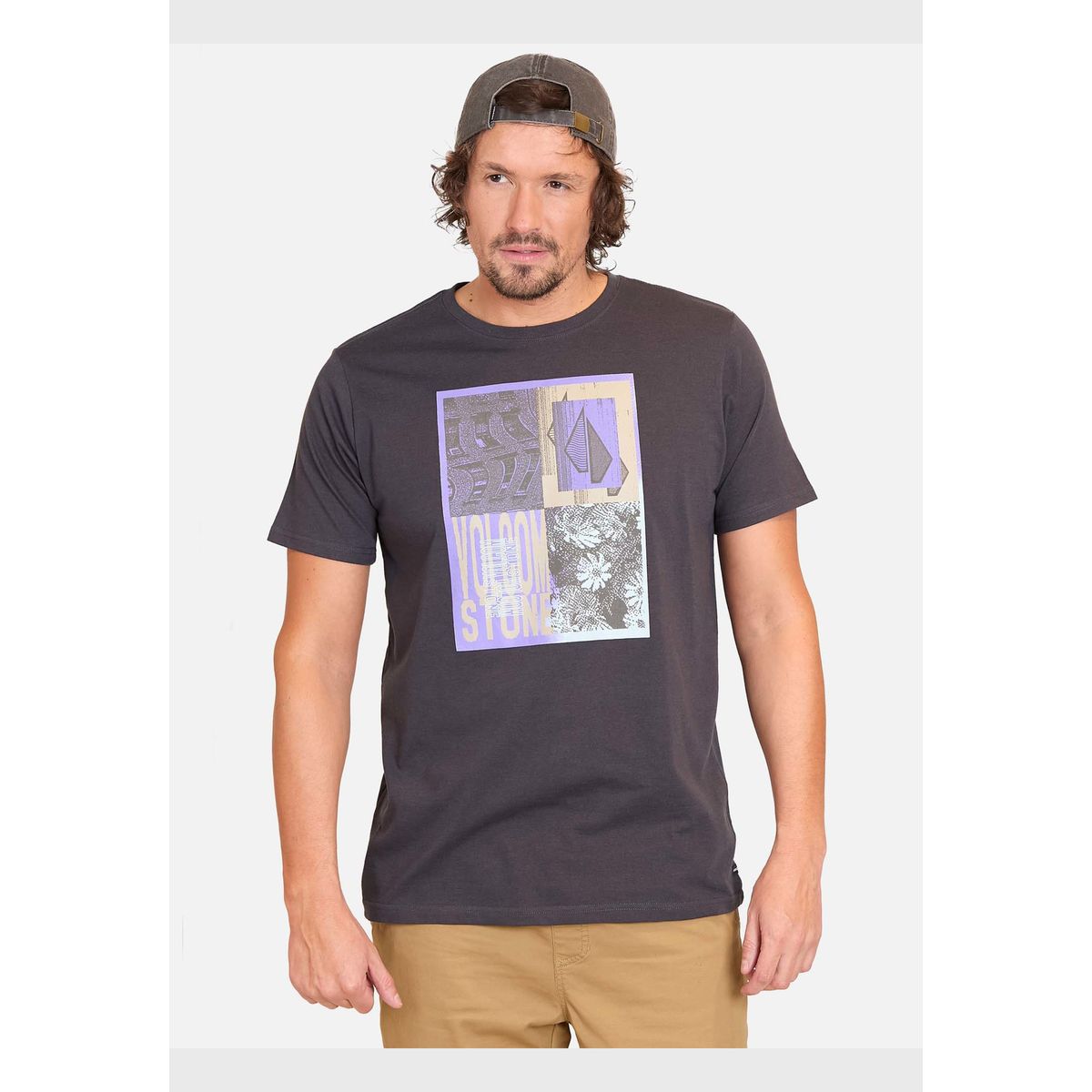 VOLCOM - Polera Manga Corta Quadrant Gris Hombre Volcom
