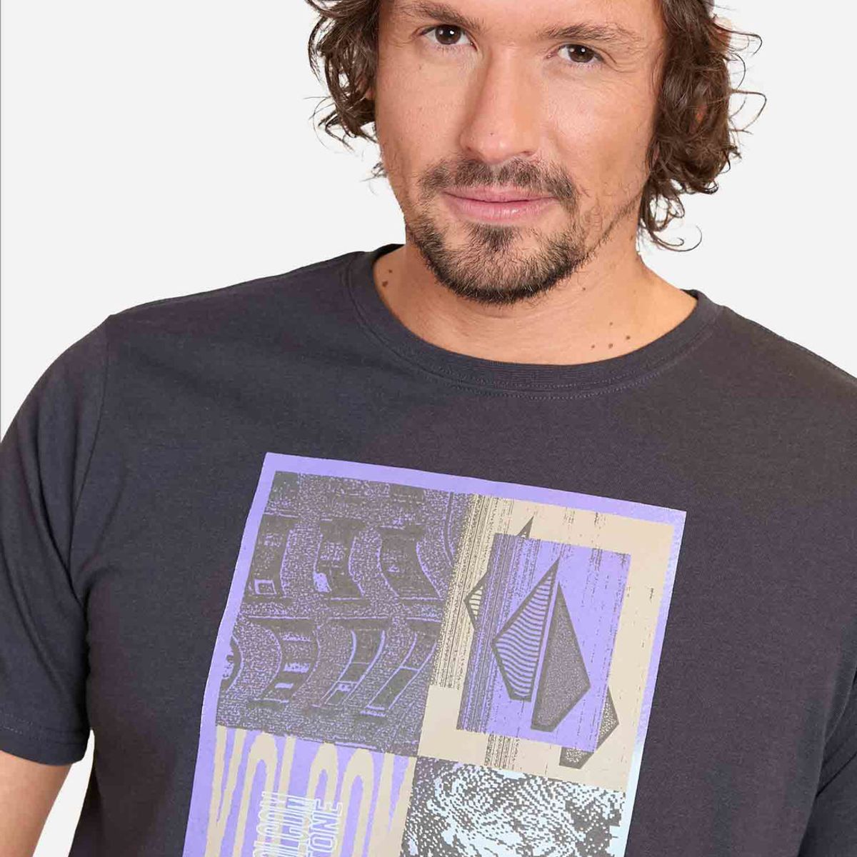VOLCOM - Polera Manga Corta Quadrant Gris Hombre Volcom