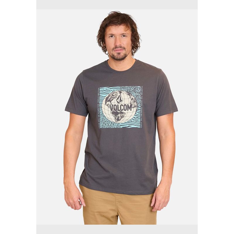 VOLCOM - Polera Manga Corta Earth Trippin Gris Hombre Volcom