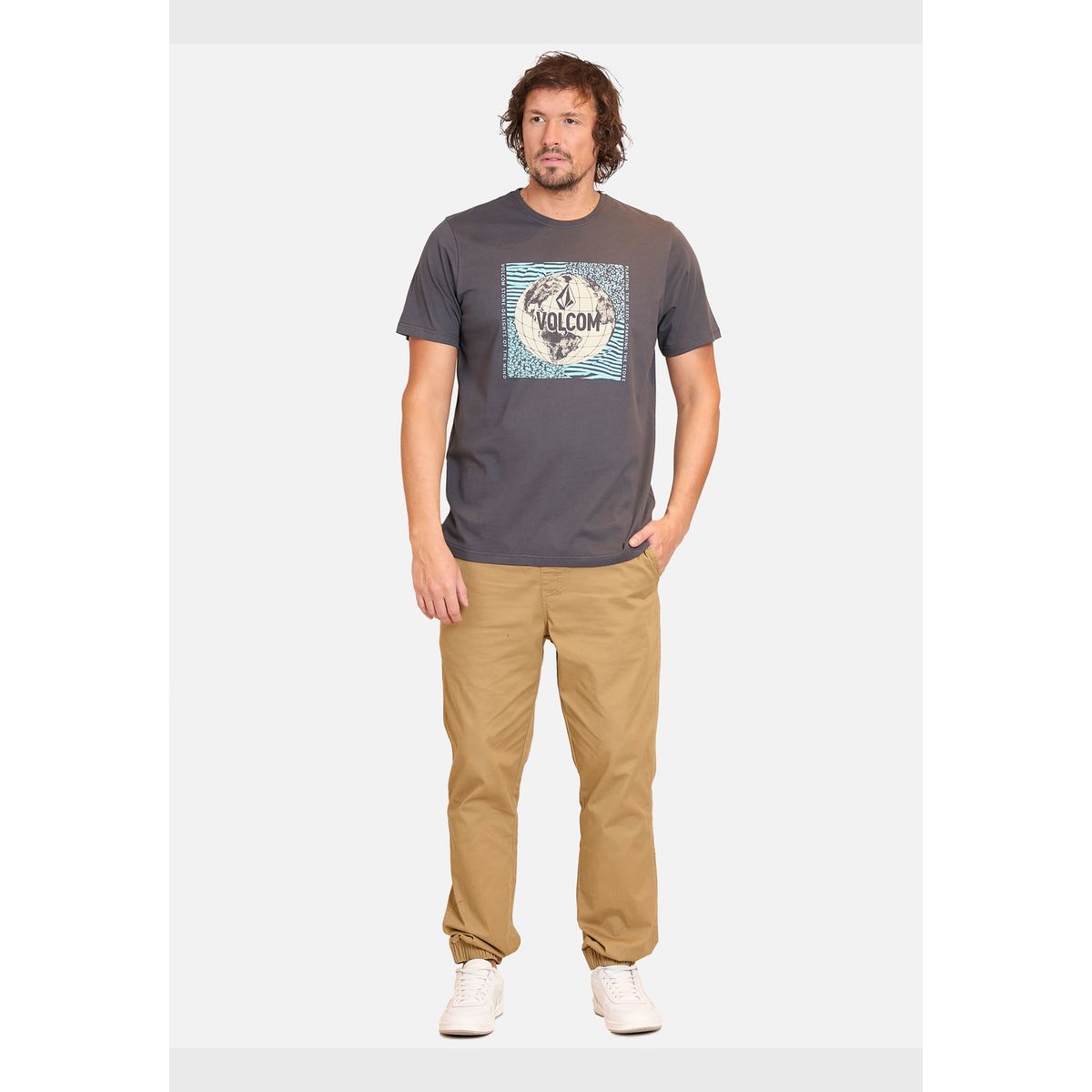 VOLCOM - Polera Manga Corta Earth Trippin Gris Hombre Volcom