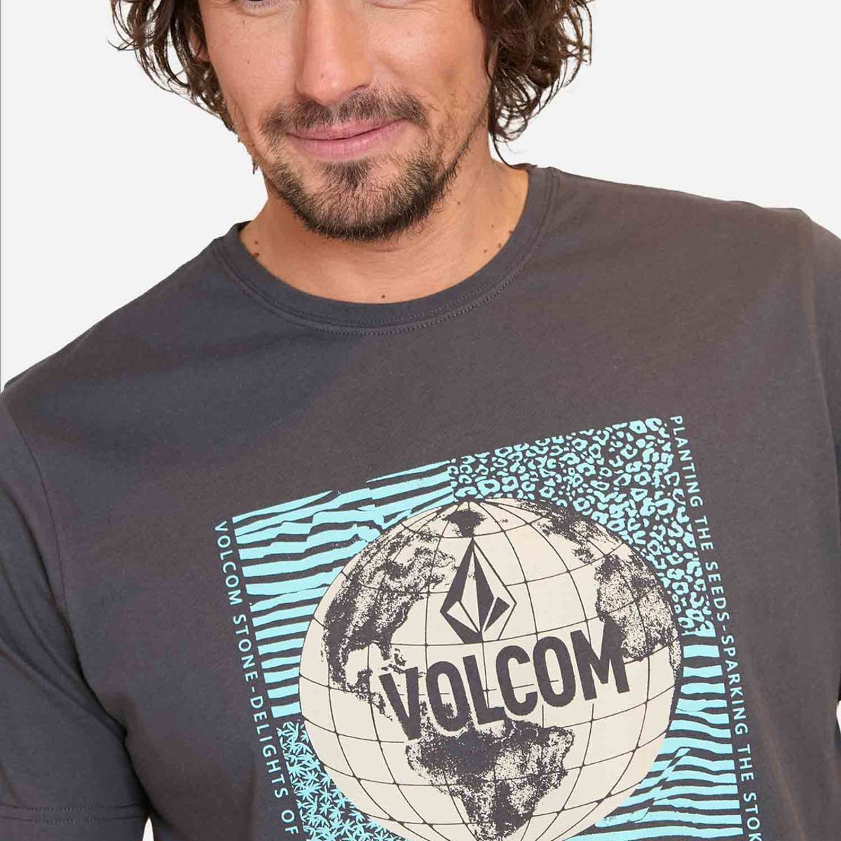 VOLCOM - Polera Manga Corta Earth Trippin Gris Hombre Volcom