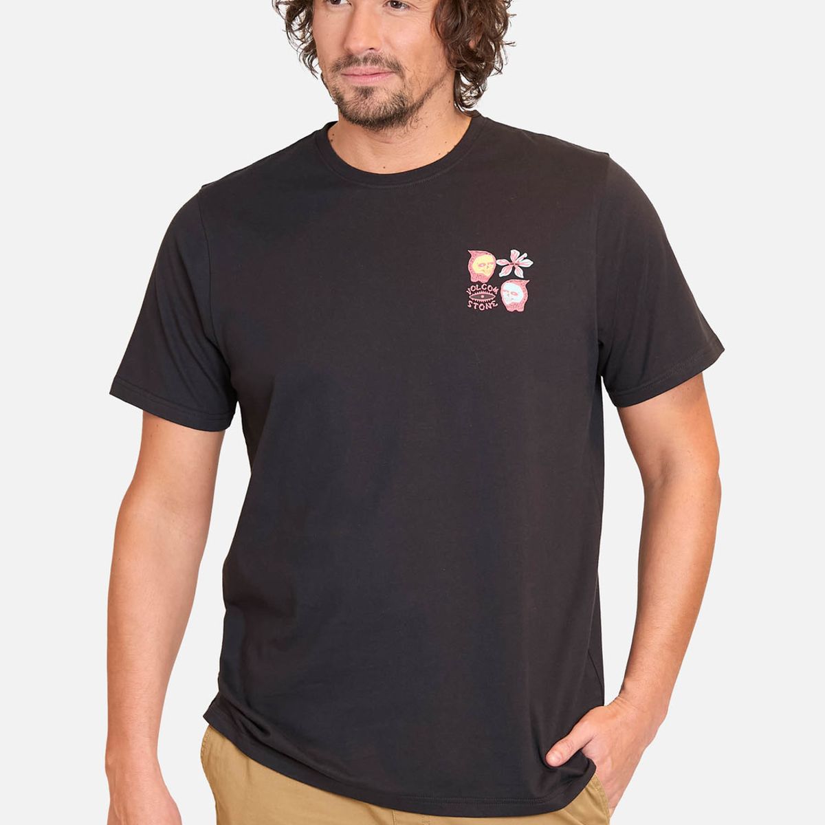 VOLCOM - Polera Manga Corta Flower Budz Negro Hombre Volcom