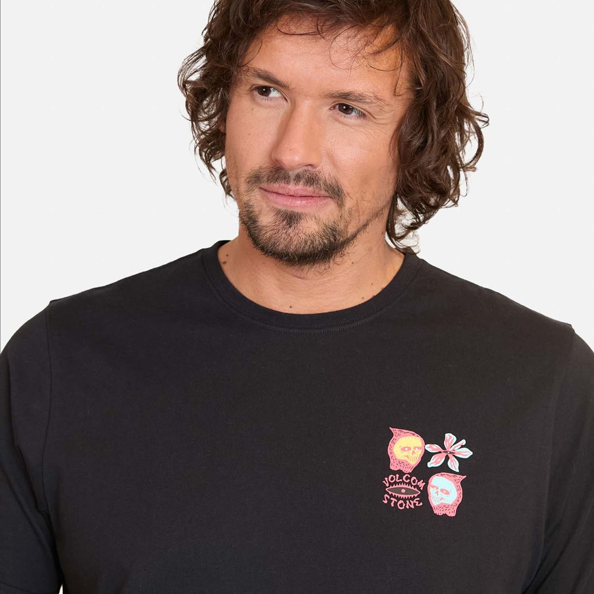 VOLCOM - Polera Manga Corta Flower Budz Negro Hombre Volcom