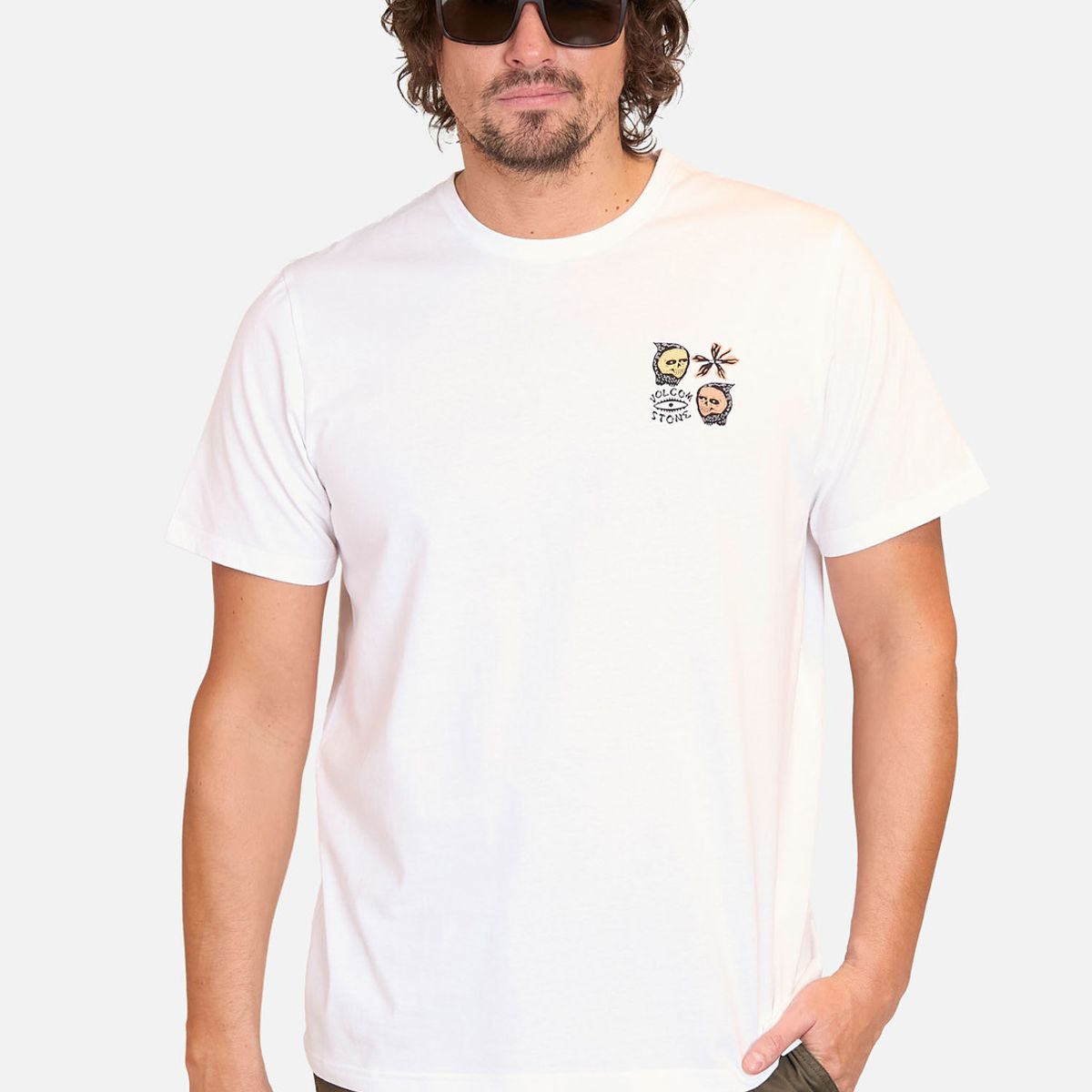 VOLCOM - Polera Manga Corta Flower Budz Blanco Hombre Volcom