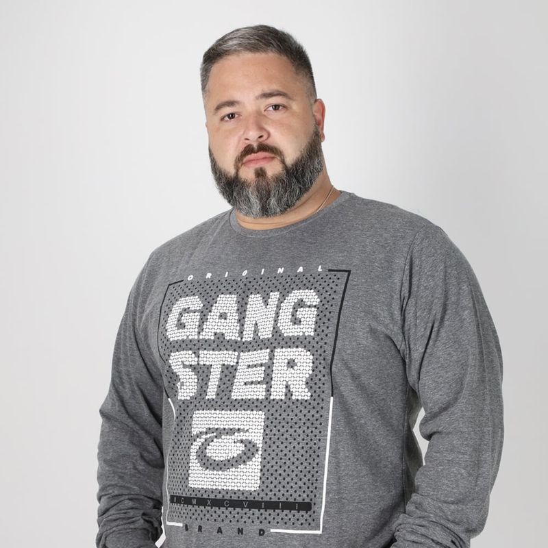 GANGSTER - Plus Polera Manga Larga Fore Gris Gangster