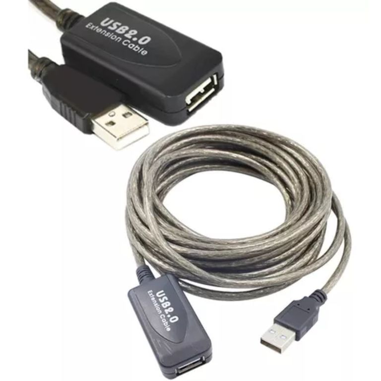 DM Extensión Cable USB Activo 10 Metros – Blindado, Sin Pérdida, Color Gris Oscuro
