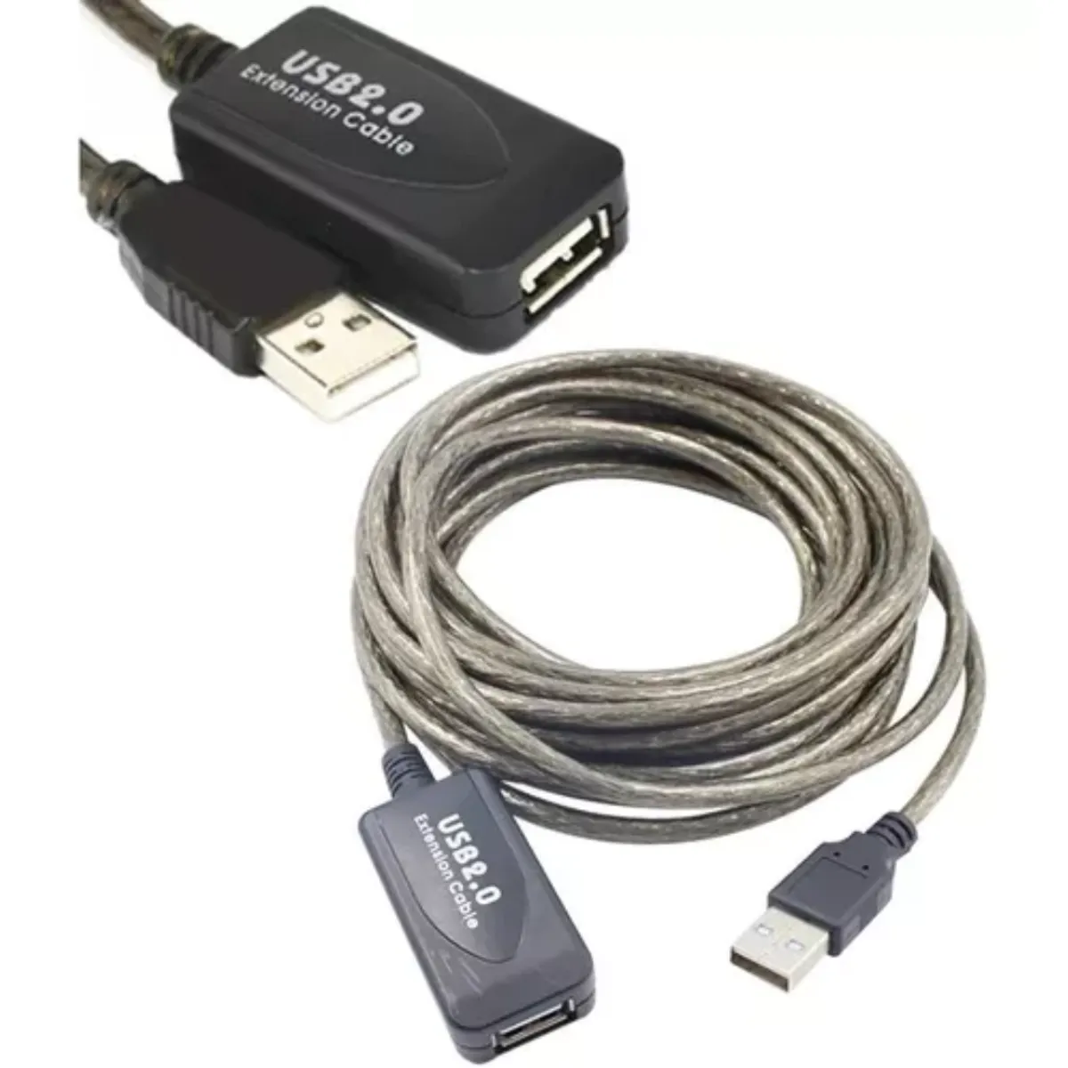 DM - Extensión Cable USB Activo 10 Metros – Blindado, Sin Pérdida, Color Gris Oscuro