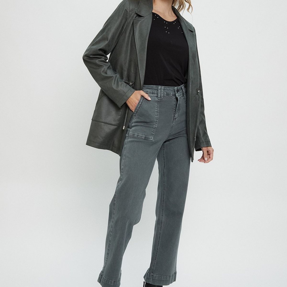 MA GRIFFE - Casaca Verde Musgo Mujer Magriffe