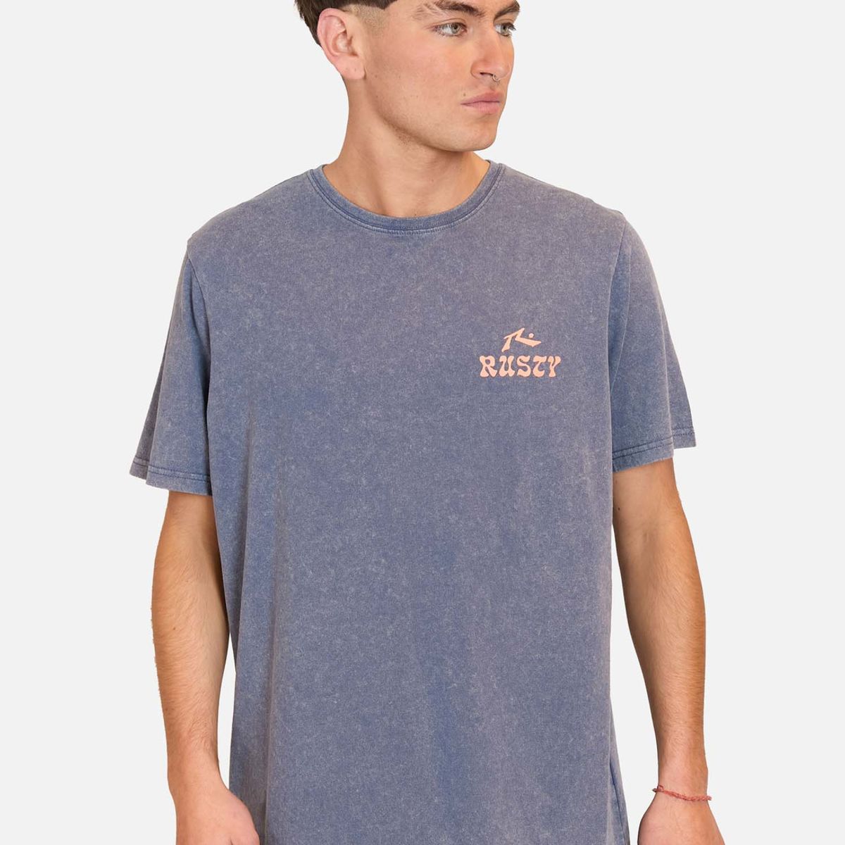 RUSTY - Polera Manga Corta Rusty Wave Tee Azul Hombre Rusty