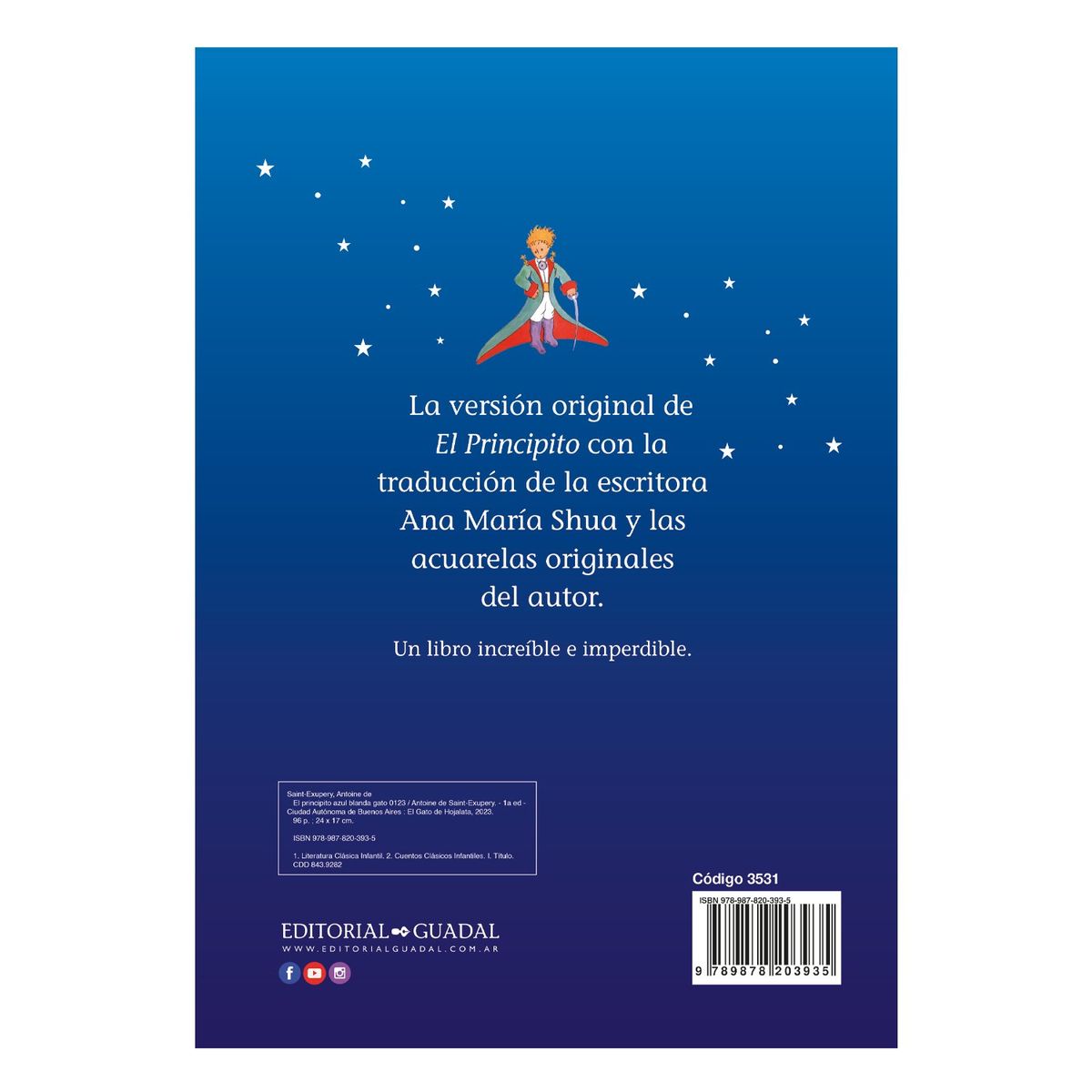 EDITORIAL GUADAL - LIBRO El Principito Tapa Blanda Azul