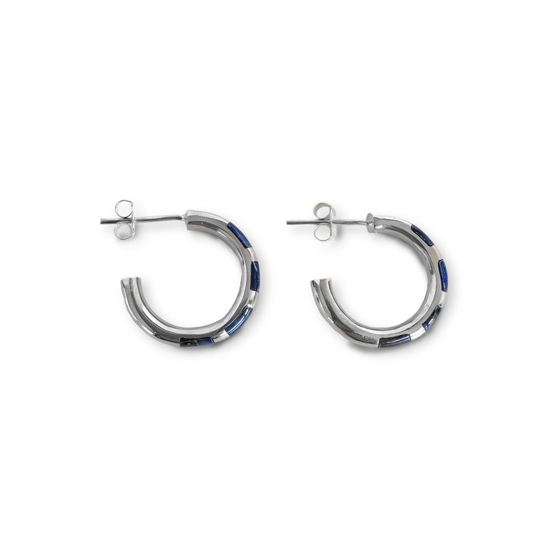 ANDREA COGGIOLA JOYAS - Aros Argolla Cebra Lapislázuli Plata Fina 925