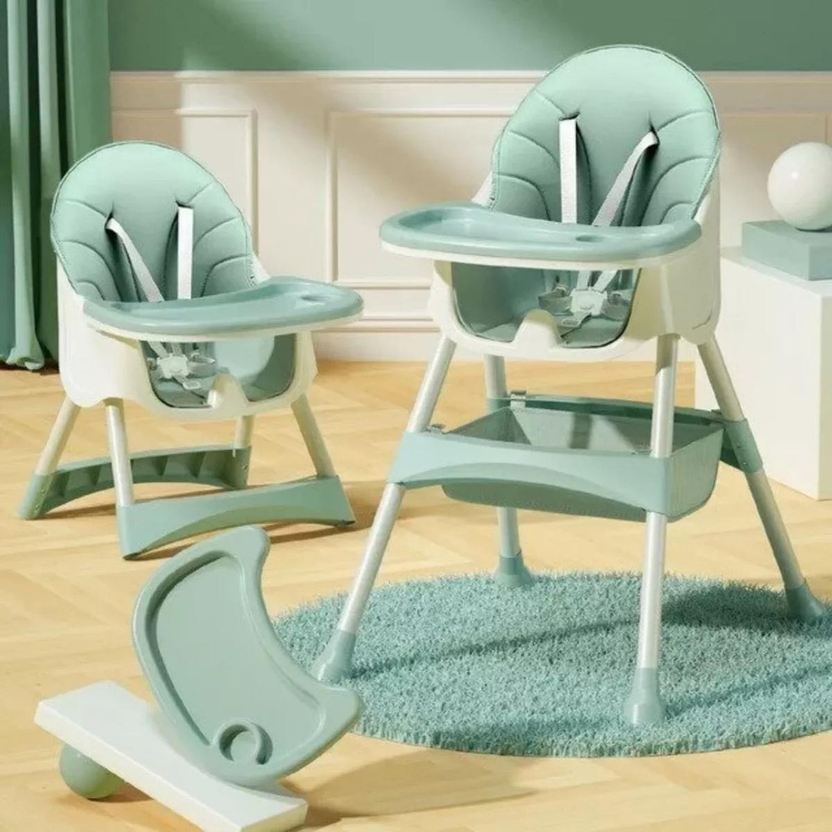 IMPORTCLICK - Silla Comer Infantil Seguridad 2 En 1 Verde IMPORTCLICK