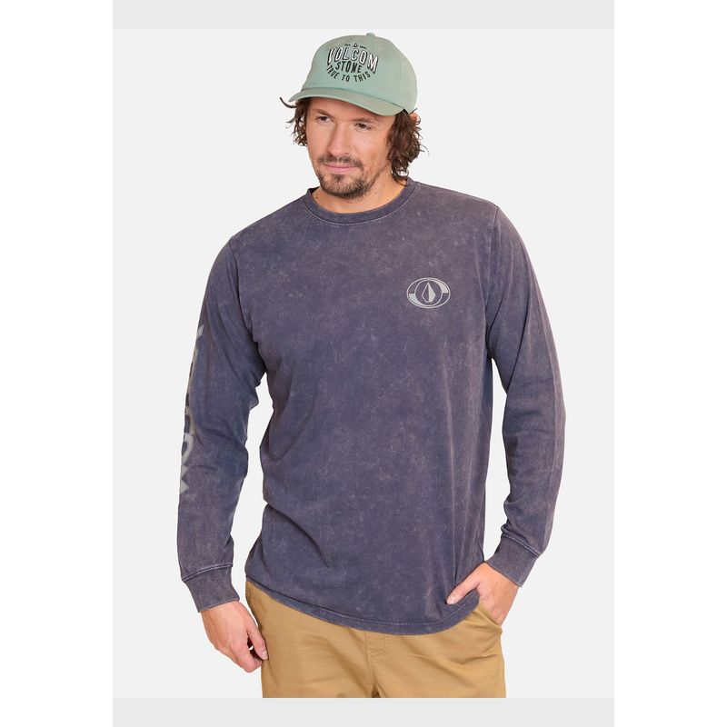 VOLCOM - Polera Manga Larga Divided Tech Azul Hombre Volcom