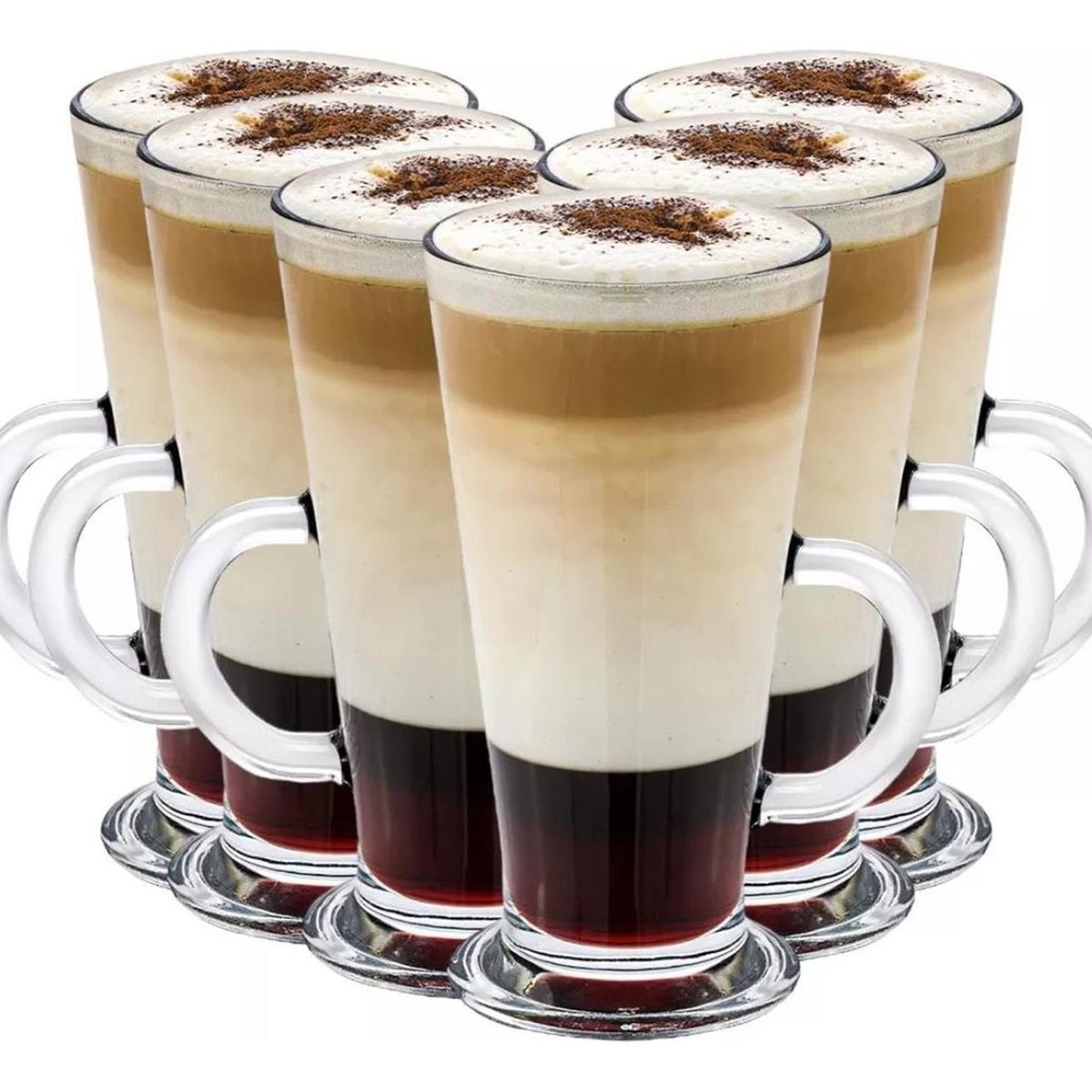 IMPORTCLICK - Set 6 Tazas Café Cappuccino Vidrio 260 ML IMPORTCLICK