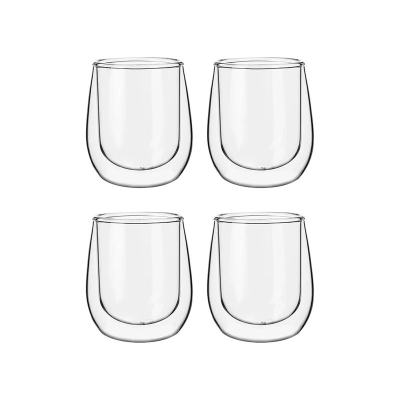 IMPORTCLICK - Set 4 Tazas MUG Café Expreso Doble Pared Vidrio 80 ML IMPORTCLICK