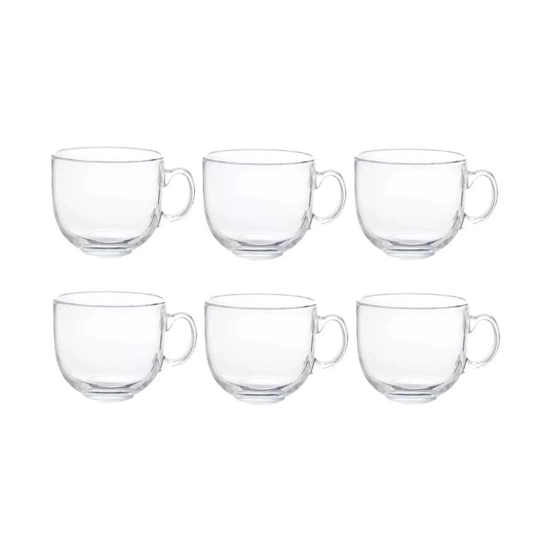 IMPORTCLICK - Set 6 Tazas Café Té Sin Plomo Vidrio Templado 450 ML IMPORTCLICK