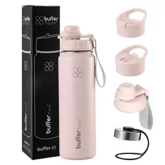 BUFFER FLASK - Termo Botella Agua Termica Acero Inoxidable+Tapas - Rosa claro