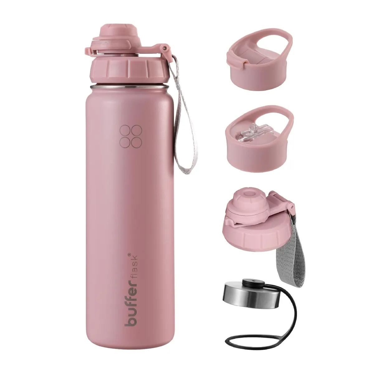 BUFFER FLASK - Termo Botella Agua Termica Acero Inox + Tapas - Rosa