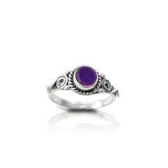 ANDREA - Anillo India Amatista Redondo Plata Fina 925