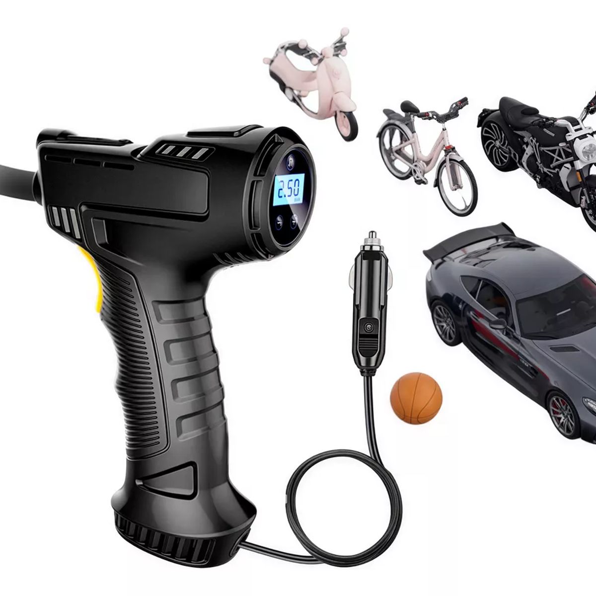 GENERICO - Compresor De Aire Portátil Inflador De Neumaticos Digital