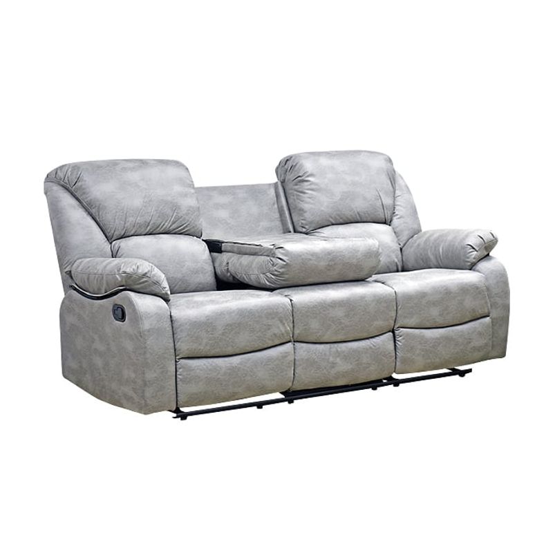 MSA MUEBLES SANTA ANA - Sofá Reclinable Con Consola 3 Cuerpos Rosario Steel Premium