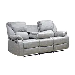 MSA MUEBLES SANTA ANA - Sofá Reclinable Con Consola 3 Cuerpos Rosario Steel Premium