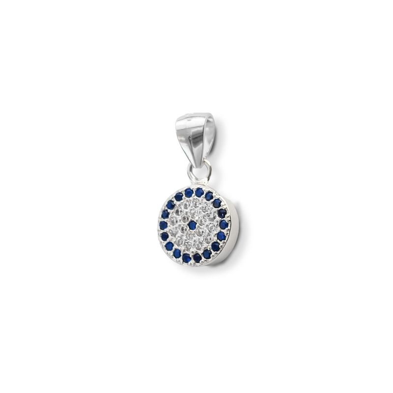 ANDREA COGGIOLA JOYAS - Colgante Ojo Turco Redondo Circón Plata Fina 925