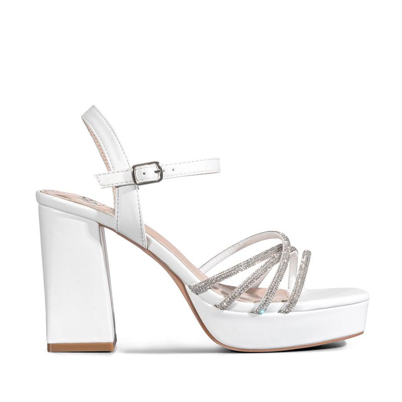 WEIDE - Sandalia Eco Cuero Taco Blanco Fiesta Mujer Weide YOU205