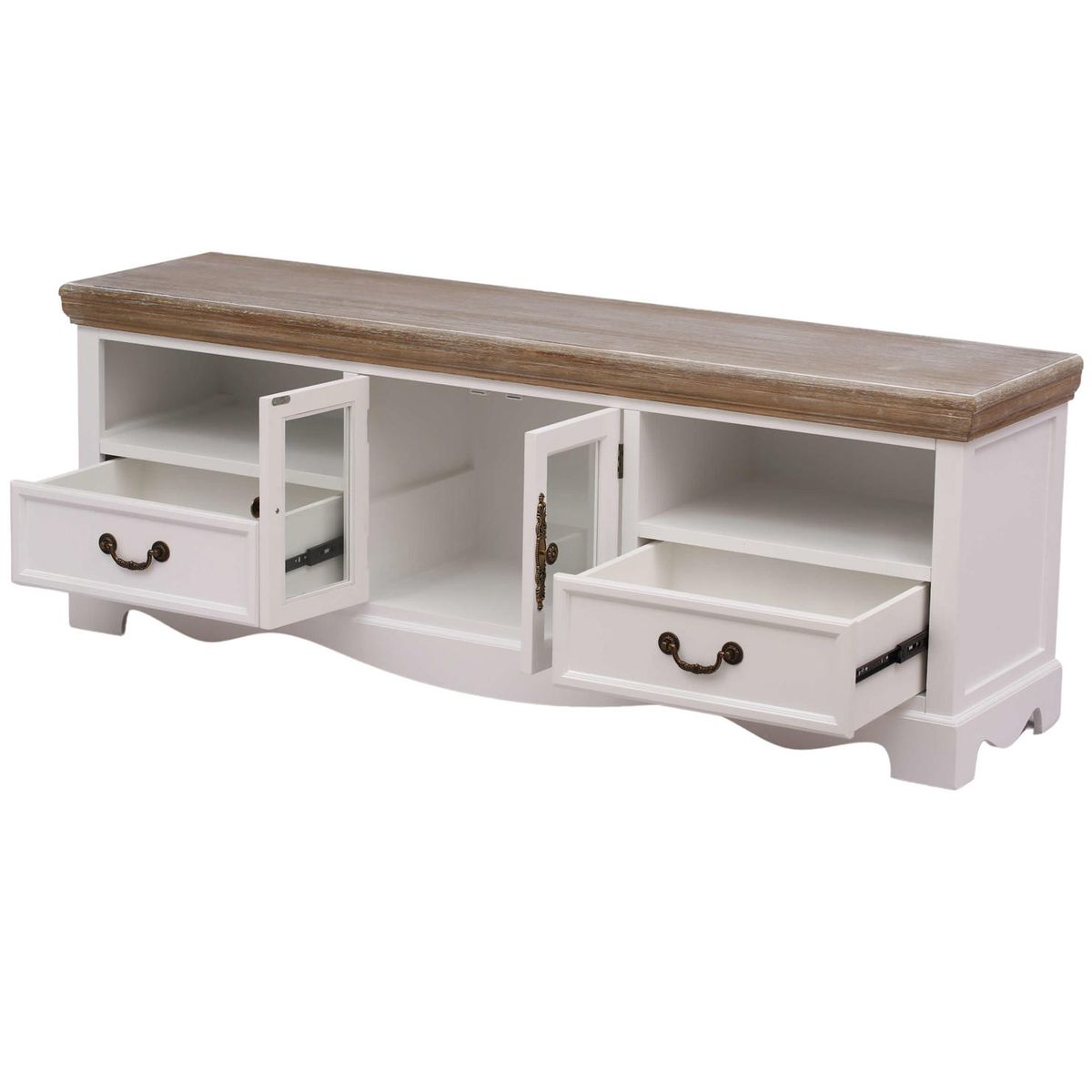 ECOMUSO - RACK TV CLASICO BLANCO CUBIERTA ALBAYALDE  ECOMUSO EF14109