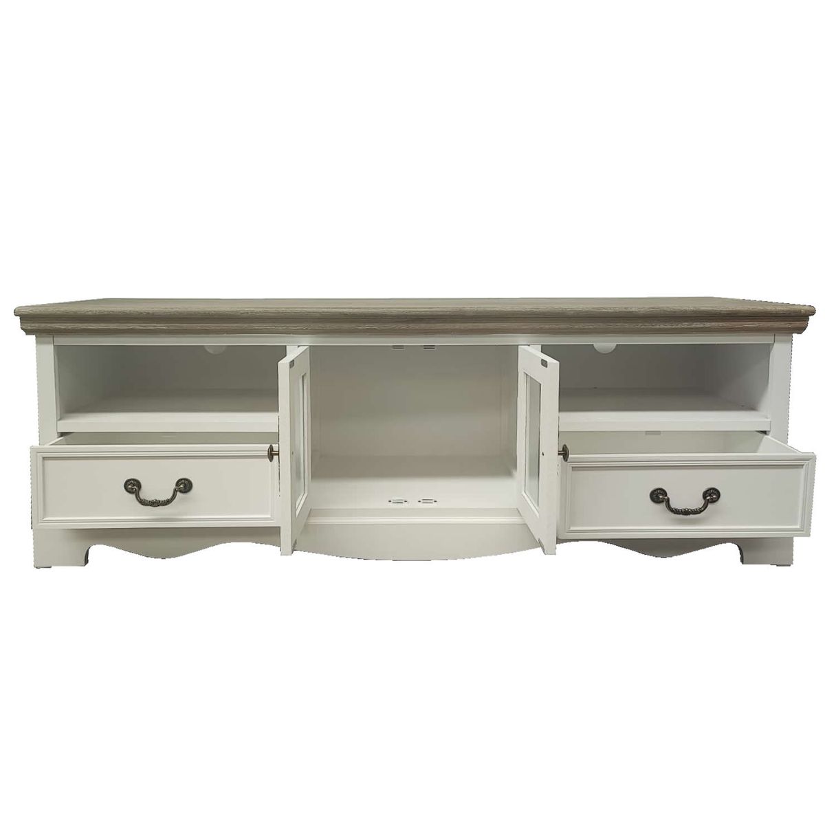 ECOMUSO - RACK TV CLASICO BLANCO CUBIERTA ALBAYALDE  ECOMUSO EF14109