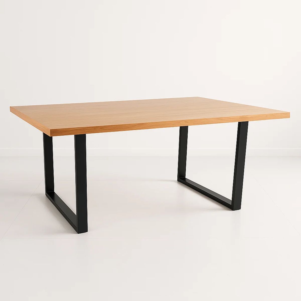 KLIK - Mesa de Comedor Estilo Industrial Rectangular 160x90 Madera Clara