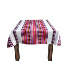 GENERICO - Manta Mantel Con Lineas Aguayo Andina 1.10 X 1.20 Cm Blanco