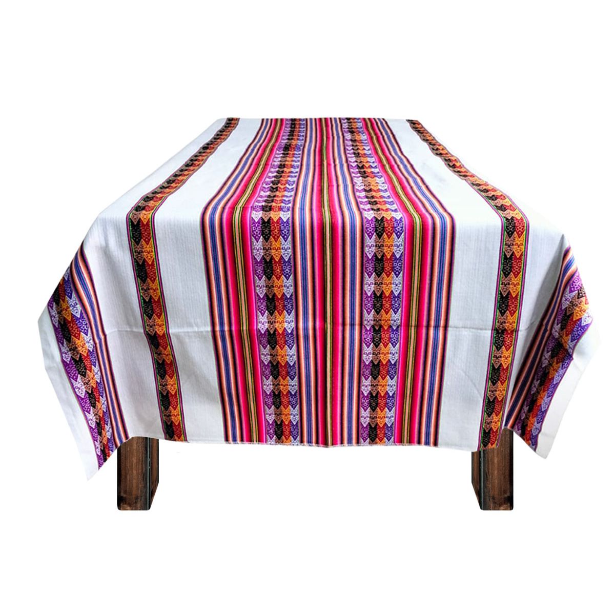 GENERICO - Manta Mantel Aguayo Andino 1.10 X 2.30 Cm Decorativas Blanco
