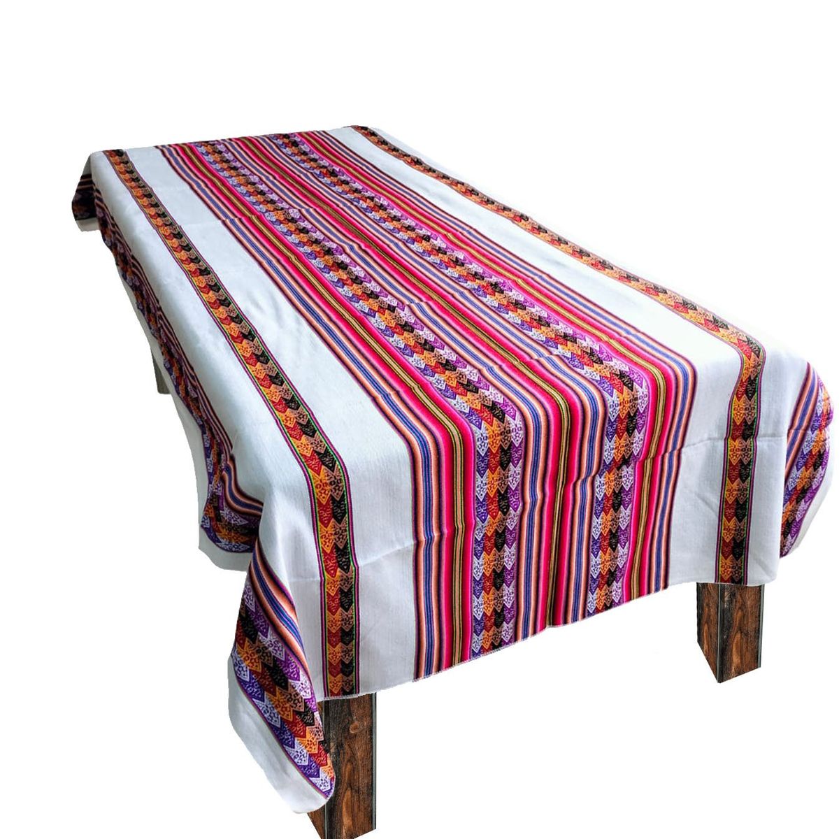 GENERICO - Manta Mantel Aguayo Andino 1.10 X 2.30 Cm Decorativas Blanco