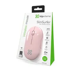 KLIP XTREME - Mouse Inalámbrico Rosado Delgado de 4 Botones