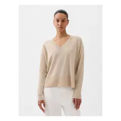 GAP - Chaleco Mujer Lino Cuello V Beige