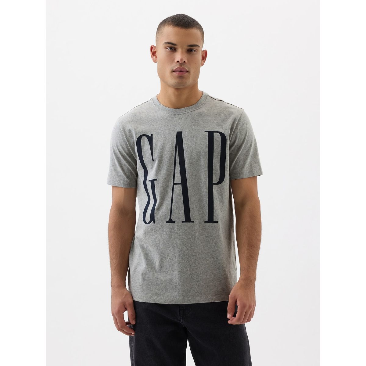 GAP - Polera Hombre Gap Logo V25 Manga Corta Gris